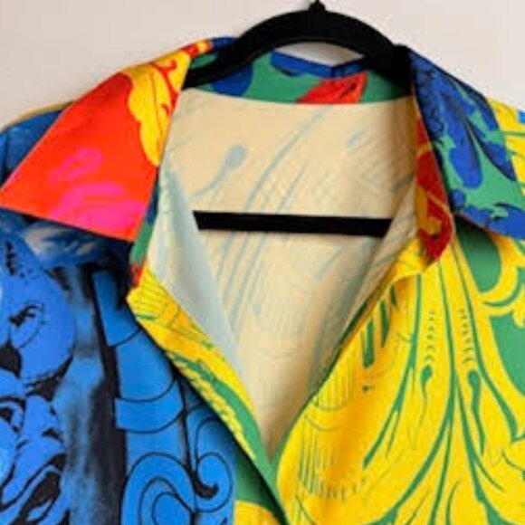 Vibrant Multicolor Baroque Print Longline Button-Down Shirt Dress – Size XXL - Picture 4 of 10